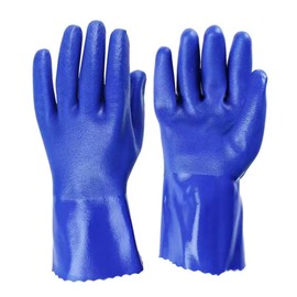 PVC Coated Heavy Duty Rubber Gloves For Handling Chemicals And Dish Washing (Blue, One size)