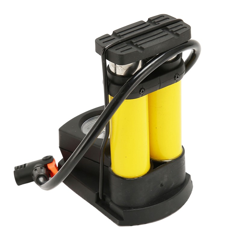 Double Barrel Foot Pump Fast Efficient Multifunction Portable Bike Floor