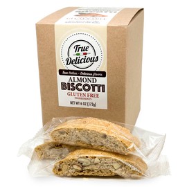 True Delicious Individually Wrapped GLUTEN FREE INGREDIENTS ALMOND BISCOTTI, buttery, fine Italian cookies, baked twice (4 boxes of 6oz each)