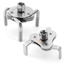 KZINO Oil Filter Removal Tool, Universal Oil Filter Wrench, Oil Filter Removal Tool Adjustable 2-1/2 to 4 inch & 3 to 5-1/2 inch, 1/2" Drive, Oil Filter Change Set (Flat & Round Set)