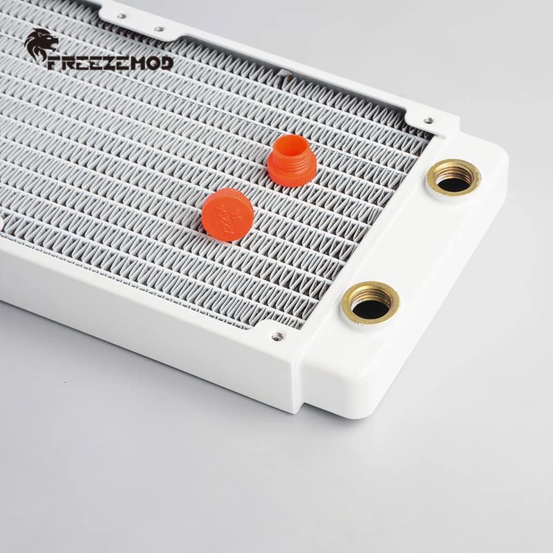 FreezeMod 120mm White G1/4" Threads Pure Copper Radiator 27mm Thick