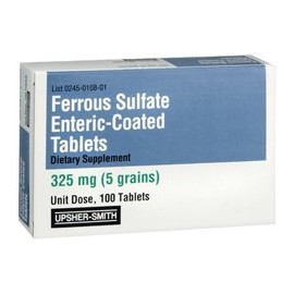Ferrous Sulfate, Enteric Coated Tablets, 325mg - 100 Tablets, Pack of 3