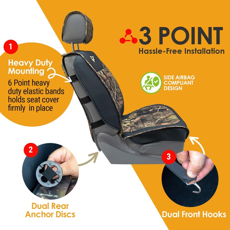 Mossy Oak Heavy Duty Premium Truck Seat Covers for Front