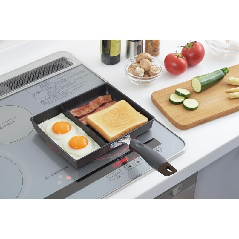 Tamahashi Divider Frying Pan, 73-Split, for Bento, Cooks Two Dishes