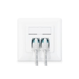 DIGITUS CAT 6A Class EA Junction Box, Shielded 2 x RJ45, LSA, Pure White, Flush-Mounted
