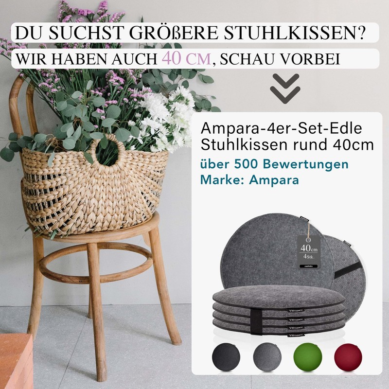 Ampara - Set of 4 Chair Cushions Round 33 cm