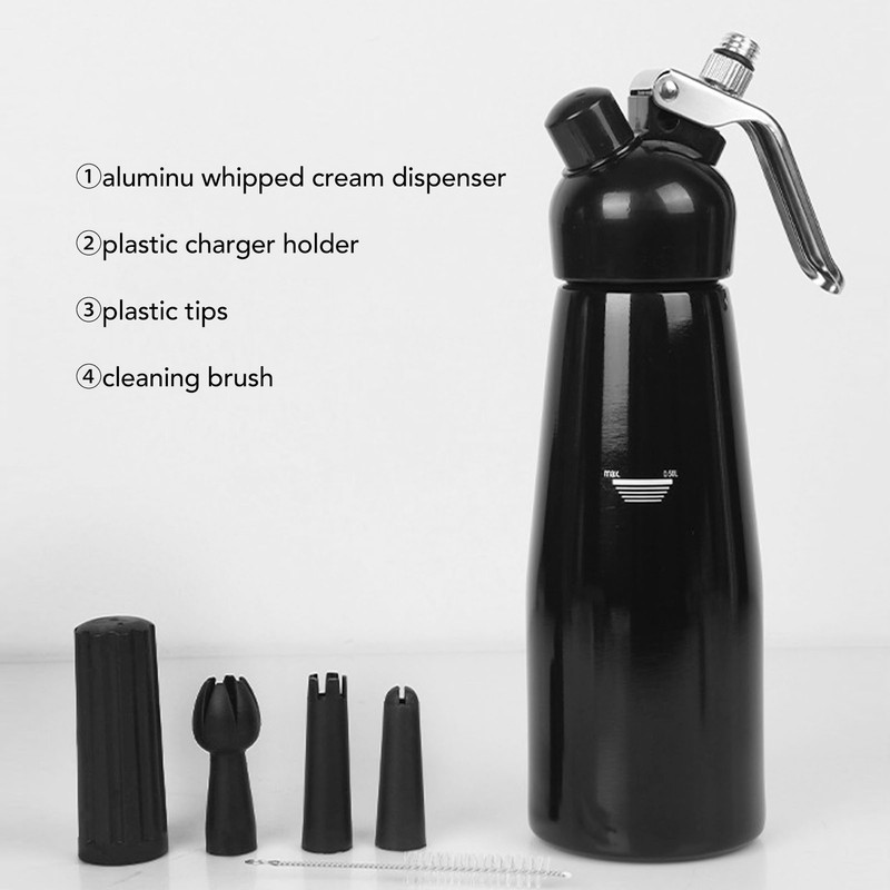 Whipped Cream Dispenser Aluminum Stainless Steel Plastic 500ml Cream Whipper