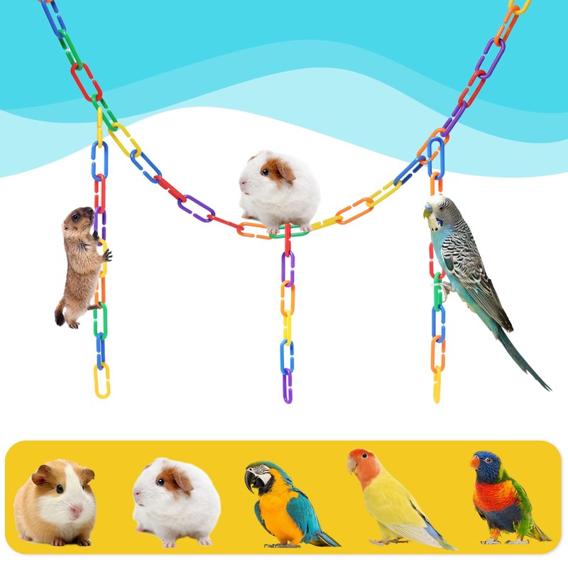 200PCS Plastic Chain Links, Colorful Rainbow DIY C-Clips Chains Hooks