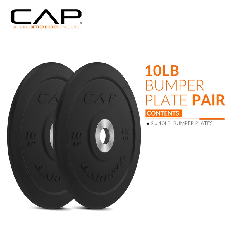 CAP Barbell Best Olympic Bumper Plate Set, Black, 10 lb