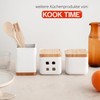 KOOK TIME Ceramic Sugar Bowl with Bamboo Spoon and Lid