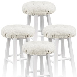 Marsui 4 Pieces Soft Stool Covers Round Bar Stool Cushions with Elastic Band Padded Seat Covers Nonslip Round Seat Cushions for Chairs Slipcovers(14.2 Inch,Beige)