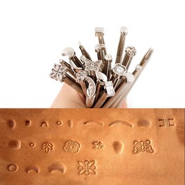 20 PCS Leather Stamping Tools, Manual Pattern Stamps Punch Set Leather Carved Embossing Hammer for Leather Craft DIY