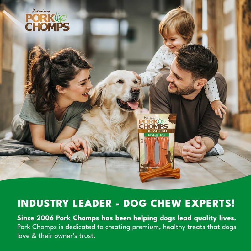 Pork Chomps Roasted Pressed Pork Skin Dog Chews, 4.5-inch Bone,