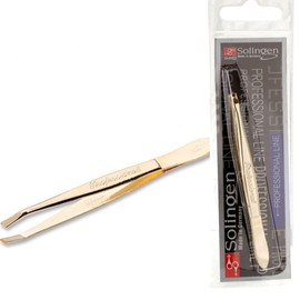 Solingen Stainless Steel Professional Slanted Tip Tweezers | Best Shaped for Eyebrows Extensions Chin Cheek Face Facial Hair | Made in Germany