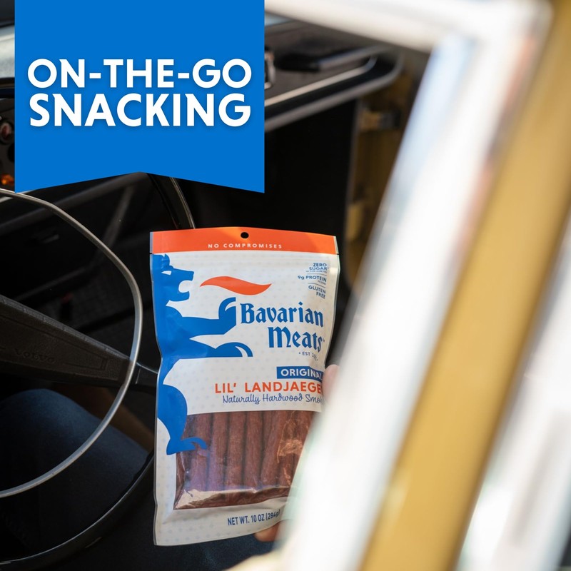 Bavarian Meats Lil' Landjaeger Meat Sticks, Smoked Sausage Protein Snacks,