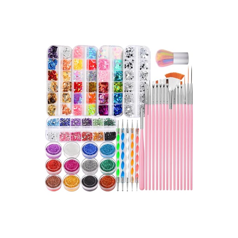 FANDAMEI Nail Art Kit - Design Tools with Brushes, Dotting