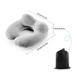 Suuwwn Nackenkissen,2 Stück Memory Foam Reisekissen, aufblasbares Reise Nackenkissen mit Augenmaske und Ohrstöpsel, ergonomisches Nackenkissen für Flugzeug Auto Zug Büro und Camping