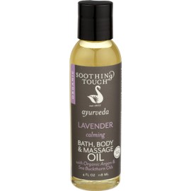 Soothing Touch Ayurveda Organic Bath, Body & Massage Oil, Calming Lavender, 4 Oz