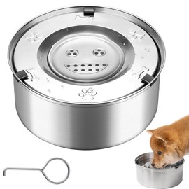 3L Large Capacity No Spill Dog Drink Water Bowl, 304 Stainless Steel Pet Bowl for Large Dogs Slow Drinking, Mess Free Splash Proof Floating Puppy Feeder, Non Drip Cat Dispenser for Vehicle Carried