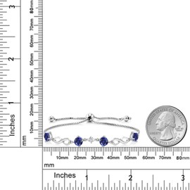 925 Sterling Silver Gemstone Birthstone and Lab Grown Diamond Infinity Bracelet for Women | Round 5MM Gemstones with 2.5MM Accent Stones | Elegant Infinity Link Design | Adjustable up to 9 Inch