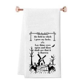 WCGXKO Zero Fucks Kitchen Towel - Rude Field of Fucks Humorous Gift Idea for Him or Her (Barren Towel CA)
