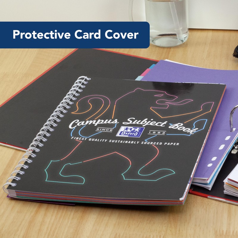 Oxford Campus A4 Lined Subject Notebook, Card Cover Wirebound, 160