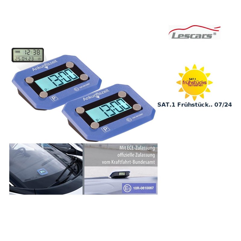 Lescars Electronic Parking Meter: Set of 2 Ultra Compact Digital