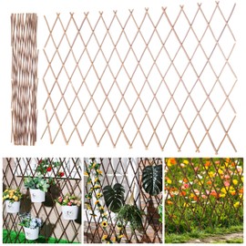 Maasechs 2 Pack Expandable Willow Trellis Lattice Fence Willow Fence Panel for Climbing Plants Garden Lattice Trellis Plant Support Open Screen Fencing, Outdoor Decorative Wood
