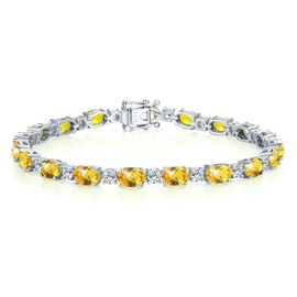 November Birthstone Bracelets for Women Sterling Silver Tennis Bracelets with Created Citrine Gorgeous Charm Yellow Jewellery Anniversary Birthday Christmas Jewellery Gifts for Women Girls 18cm