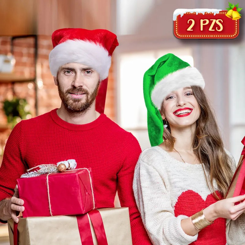 Gorros Navideños Sombreros Extendido Santa Adorno Fiesta 2pz