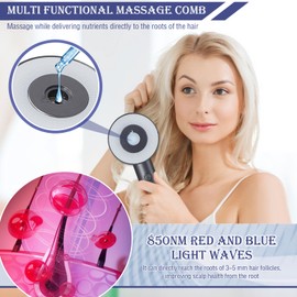 Focenat 2-in-1 Head Massage Brush, Scalp Massage Brush and Hair Oil Applicator, Electric Hair Brushes, Scalp Massager with Red and Blue Light, for Scalp & Hair Head Relaxation