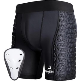 Boys Youth Padded Sliding Shorts with Soft Protective Athletic Cup for Baseball, Football, Lacrosse Black (L)