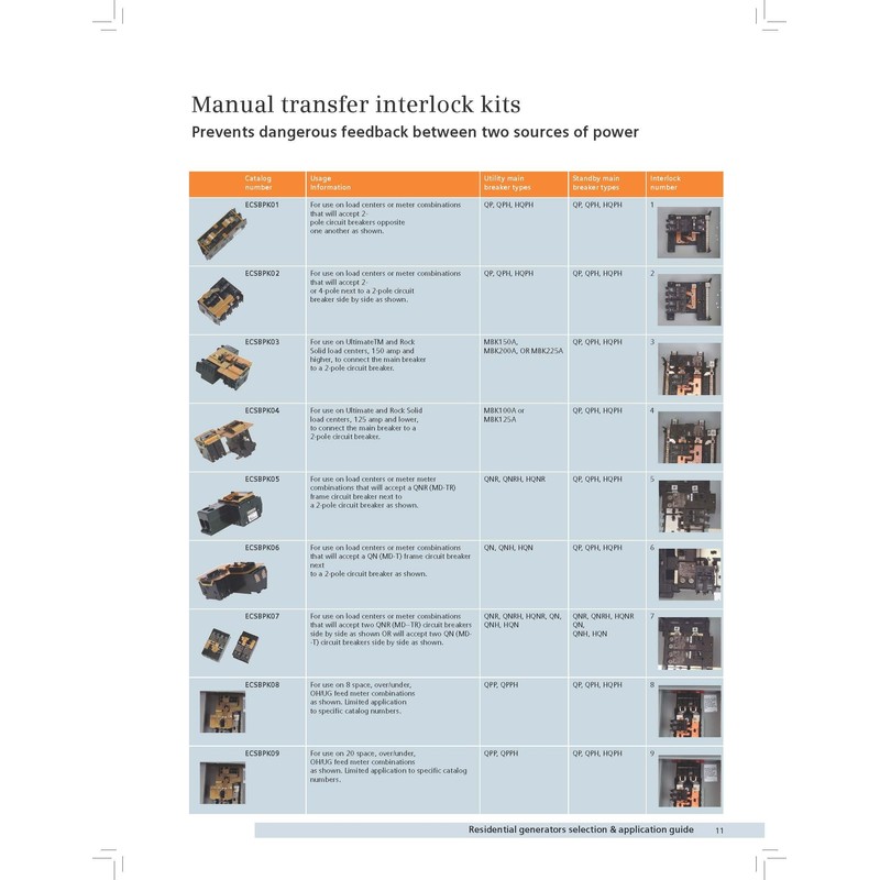 Siemens ECSBPK05 Generator Standby Power Mechanical Interlock