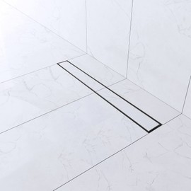Hydroware Linear Shower Drain with Tile Insert Grate, Stainless Steel Rectangle Shower Floor Drain, Floor Shower Drain (24 Inches, Tile Insert Shower Drain)