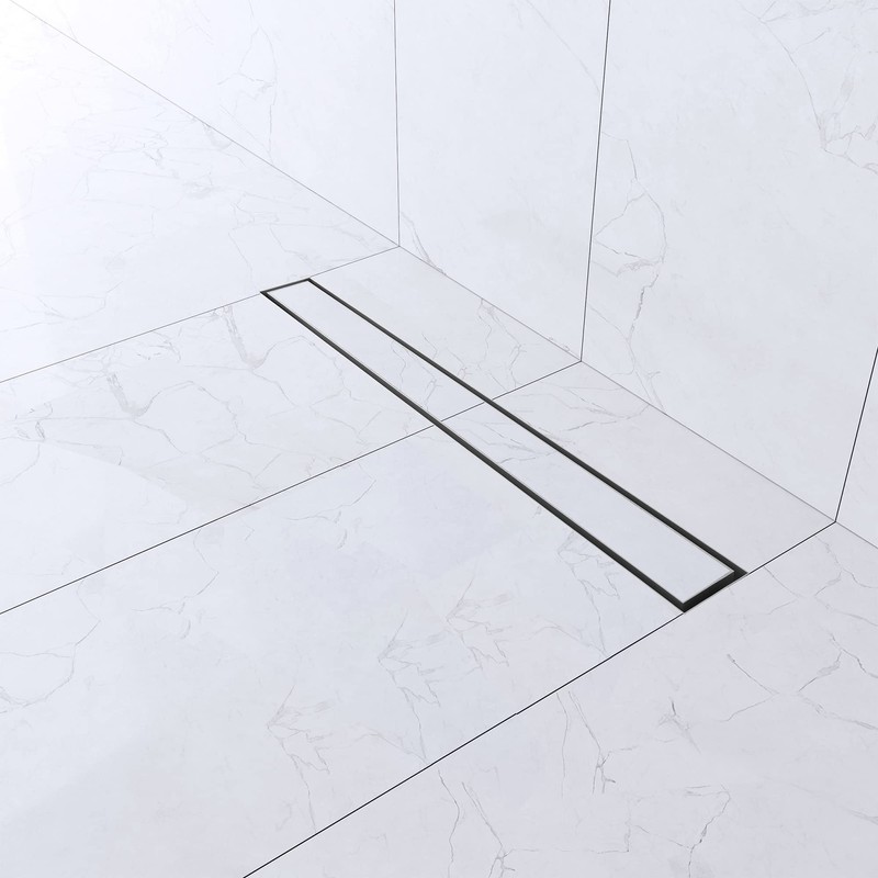Hydroware Linear Shower Drain with Tile Insert Grate, Stainless Steel