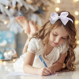 AMYDECOR Girls' Superior Grosgrain Bow Headbands – Soft, Stylish & Comfortable-White