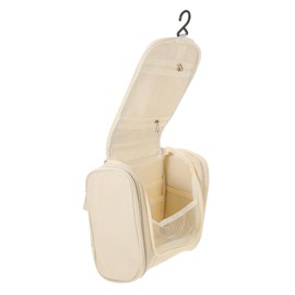 minkissy Large Capacity Makeup Organizer with Smart Compartments Reliable Hand Strap and Spacious Interior for Travel Essentials Beige