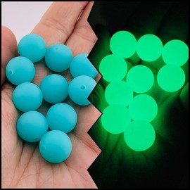 M8-Glow 15mm Silicone Beads by Color 10pk (Packs will be mixed together):_8-Turquoise (GreenGlow)