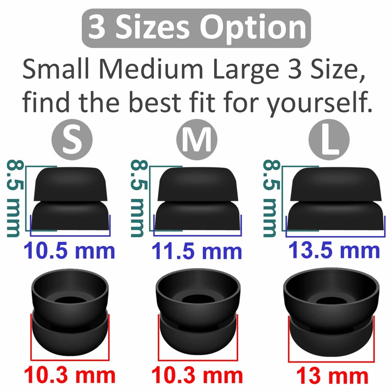 6 Pairs Double Flange Compatible with Beats Fit Pro Ear