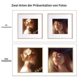 LYYYYX Picture Frame 25 x 25 cm with Mount Wooden Photo Frame with Acrylic Glass for Vertical or Horizontal Hanging Picture Frame for Photos, Posters, Puzzles Pack of 2