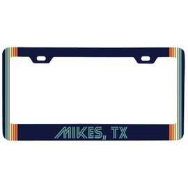 Mikes Texas Car Metal License Plate Frame Retro Design