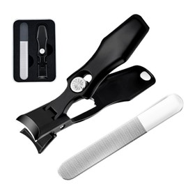Nail Clippers German Nail Clipper for Men Professional Extra Large Heavy Duty Toe Clippers Fingernail Cutters Long Handle with Catcher File for Men Tough Nails Seniors Adults(COLOR:black)