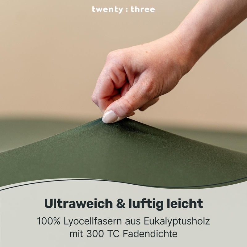 twenty:three Lyocell Fitted Sheet, 90 x 200 cm, Light Grey,