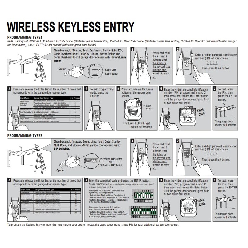 Garage Door Wireless Keypad for Linear LD033, LD050, LS050, LC075,