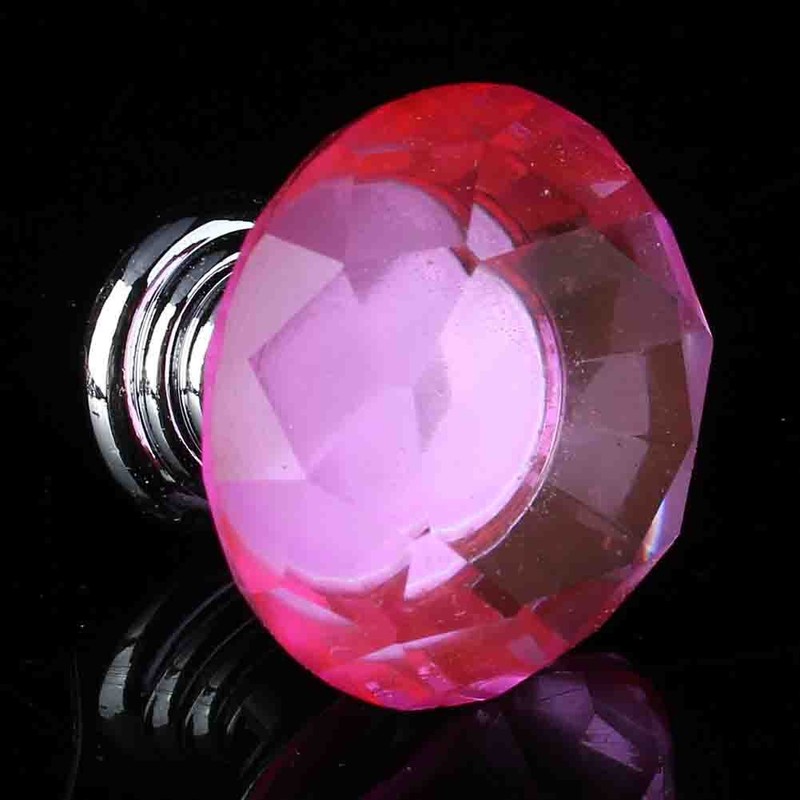 10Pcs Crystal Cabinet Knobs,30mm/1.18inch Pink Diamond Decorative Pulls Handles Diamond
