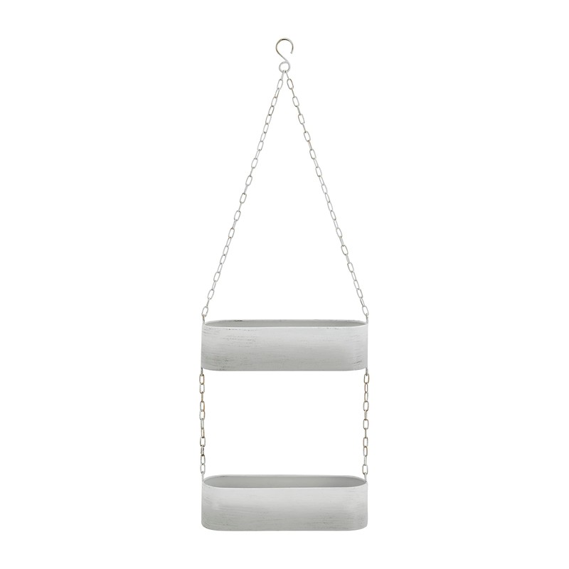 Danya B. Two-Tier Hanging White Metal Trough Wall Planter
