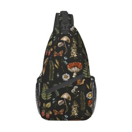VOOHDDY Vintage Mushroom Witchcraft Magic Plant Sling Bag For Women Men Travel Hiking Backpack Crossbody Shoulder Chest Bags Casual Daypack Sport