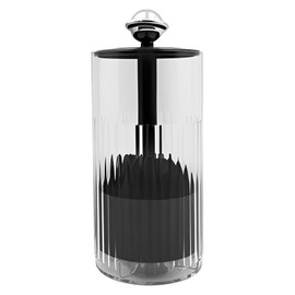 Makeup Brush Holder Organizer with Clear Lid, Lifting Opening-Dustproof Cosmetic Brush Container Perfect for Vanity Dressing Table Bathroom(Black Lift Style)