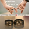 Couples Rings His and Hers King Queen Black Engraved Titanium