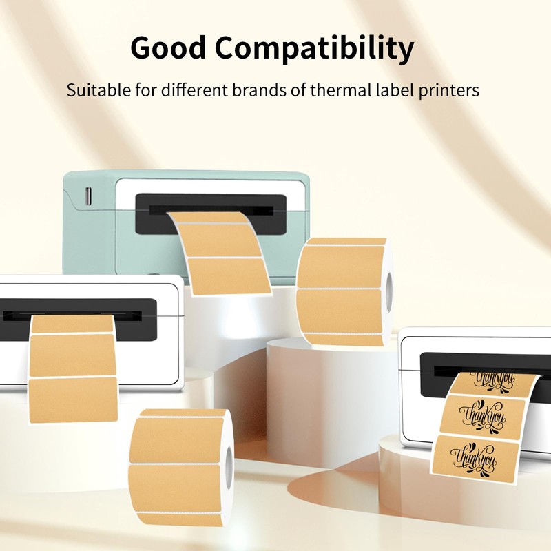 Brown Thermal Labels Stickers, 3x2 inch Direct Thermal Labels Stickers